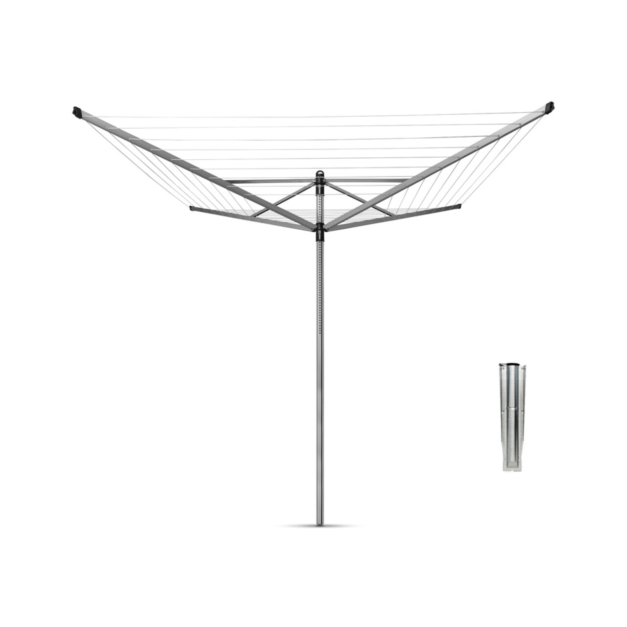 Uscator de rufe rotativ cu 4 brate + cu suport fixare pamant, Brabantia, Lift-O-Matic, 50 m capacitate de uscare, otel, gri metalizat - imagine 5